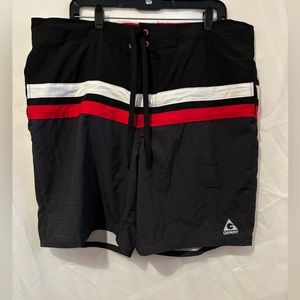NEW Gerry‎ Men’s Swim Trunk Shorts Black/Gray/White//Red Size XL
